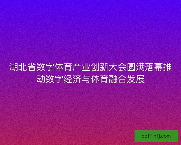湖北省数字体育产业创新大会圆满落幕推动数字经济与体育融合发展