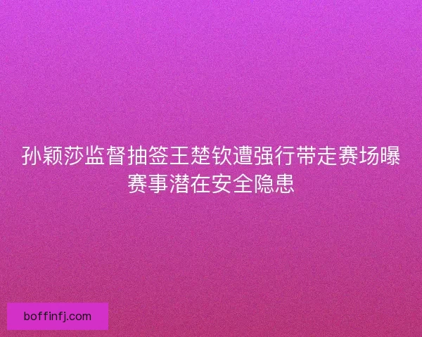 孙颖莎监督抽签王楚钦遭强行带走赛场曝赛事潜在安全隐患